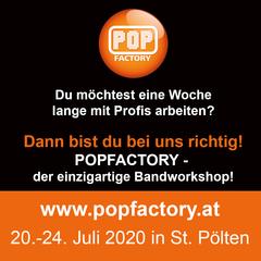 Bandworkshop Popfactry Vocals Gerda Rippel Bass Manuel Brunner Gitarre Michael Scheed Schlagzeug  Percussion Andy Grabner Klavier Keyboard Stefan Wachauer Workshop Music Production Andy Winkler hiphaus